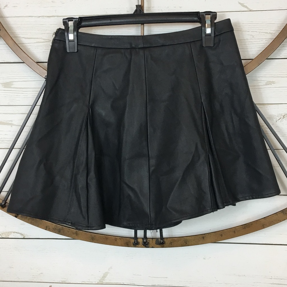 Nasty Gal Faux Leather Mini Skirt Black Pleated
